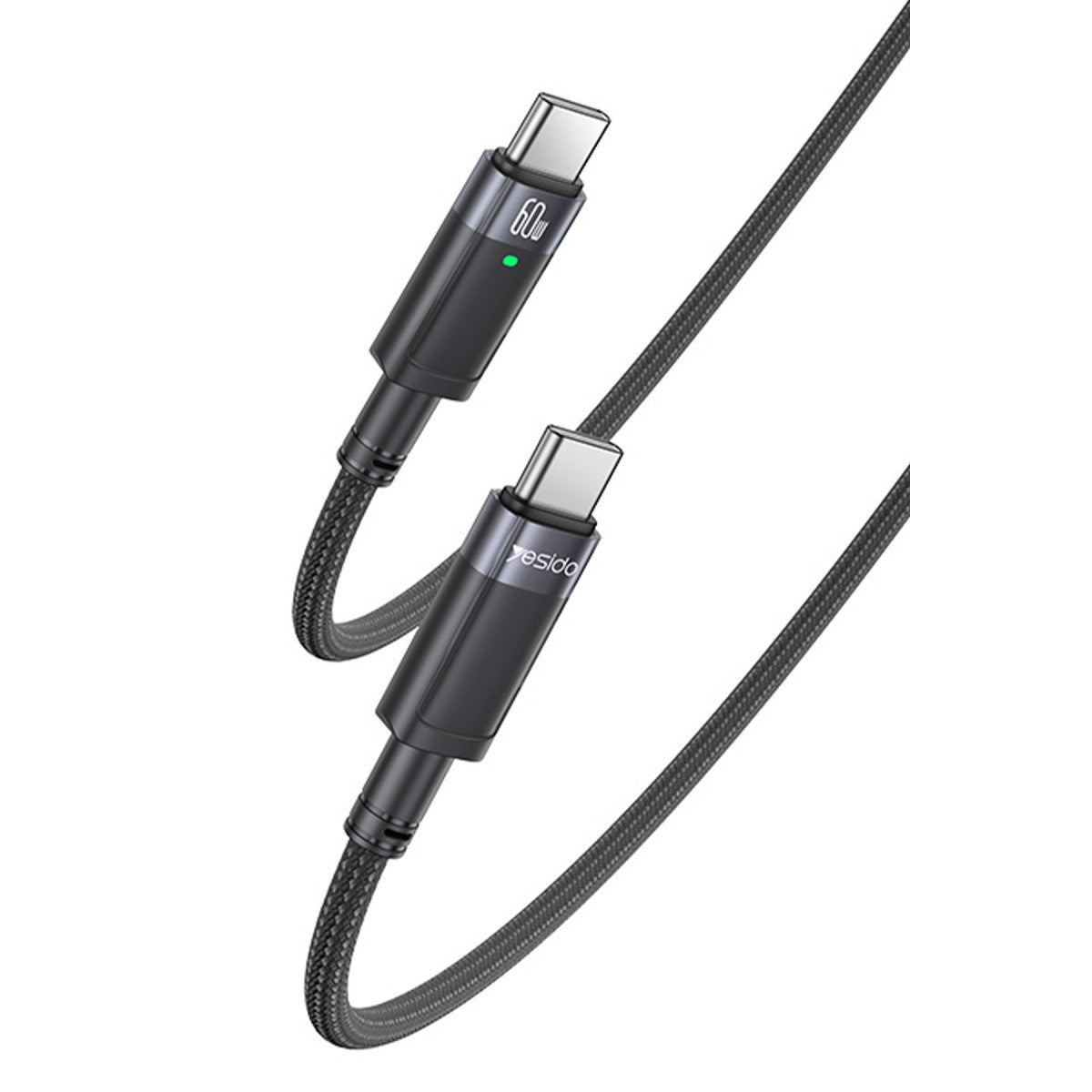 Yesido CA160 1.2M 60W Type-C to Type-C Otomatik Şarj Kesme Özellikli PD Hızlı Şarj Kablosu